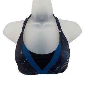 Vie Active Small Sports Bra Blue Printed Racerback Pullover Workout